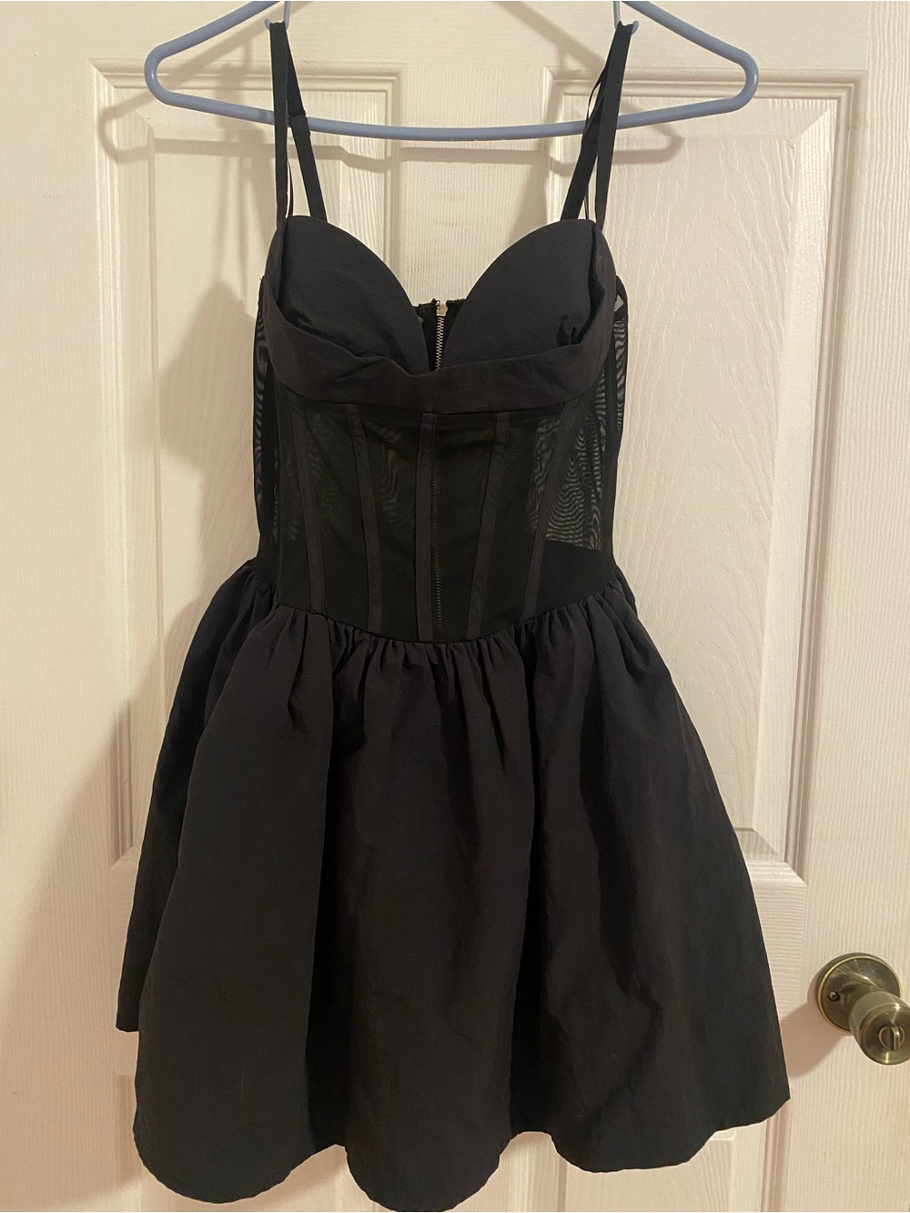 Forever 21 Black Corset Mini Dress with Mesh Sides